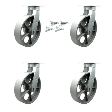 Service Caster 12'' Heavy Duty Semi Steel Cast Iron Caster Set with Swivel Locks , 4PK CRAN-SCC-KP92S1230-SSR-BSL-4